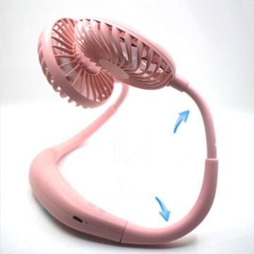 Závesný ručný USB ventilátor na krk ružový
