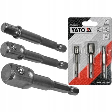 НАБОР YATO ШЕСТИГРАННЫХ ПЕРЕХОДНИКОВ ДЛЯ НАСАДОК 1/4 3/8 1/2 СТАЛЬ 40CR YT-04685