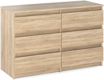 Komoda Dąb Sonoma Z 6 Szufladami 100 CM Szafka Rtv Pojemna Nowoczesna Salon
