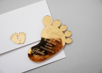PODZIĘKOWANIE dla Chrzestnych MAGNES Stópki złote