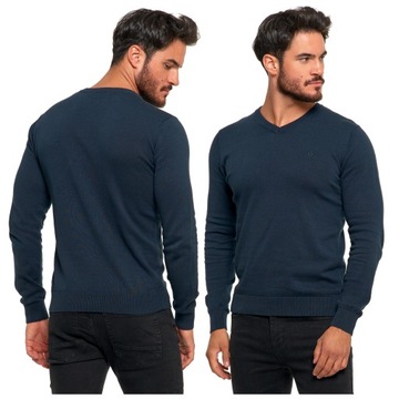 SWETER MĘSKI DEKOLT W SEREK GŁADKI BAWEŁNIANY WYGODNY MODNY MORAJ XL