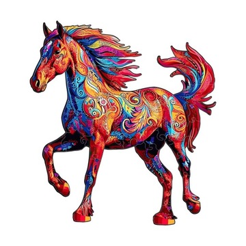 ДЕРЕВЯННЫЙ ПАЗЛ ДЛЯ ДЕТЕЙ СКАЧАЮЩАЯ ЛОШАДЬ 122 ПРЕДМЕТА ПОДАРОК ​​ДЕТЯМ