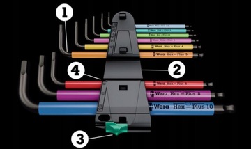 Ключи шестигранные WERA с шариком, 9 шт.