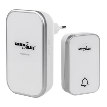 DZWONEK BEZPRZEWODOWY KINETYCZNY 38 MELODII IP44 BIAŁY GREENBLUE GB157 W