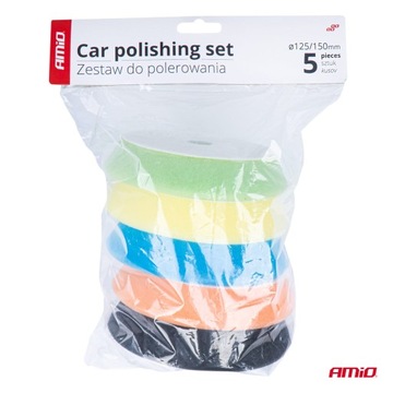 Zestaw gąbek do polerowania gąbki polerskie 5 szt 125 mm/ 150 mm AMIO-03709