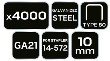 Zszywki galwanizowane do zszywacza 10 mm, 4000