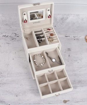 белая кожаная шкатулка для ювелирных изделий