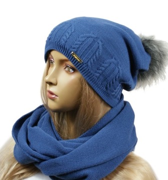KOMPLET CZAPKA + KOMIN pompon # 19