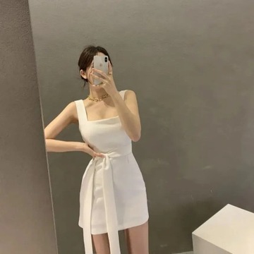 Women Simple Sleeveless Dress Solid Sheath Leisure