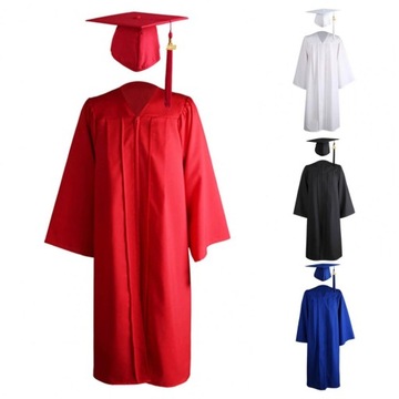 1 Set Graduation Gown Hat Tassel Zipper V Neck Loo