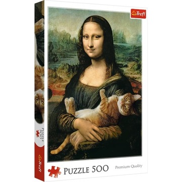 Puzzle TREFL 500 elementów MONA LISA I KOT MRUCZEK 48x34 Premium Quality