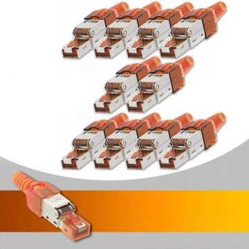 10 Ks Zástrčka RJ45 Stp KAT.6A KAT.7 Beznástrojová