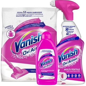 VANISH OXI ACTION Proszek płyn i spray do czyszczenia dywanów