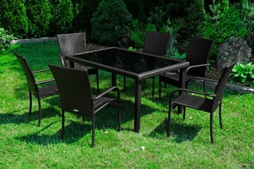 КОМПЛЕКТ САДОВОЙ МЕБЕЛИ СТОЛ ДЛЯ ТЕРРАСЫ + 6 СТУЛЬЕВ из техноротанга SANTOS