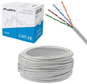 KABEL SIECIOWY UTP RJ45 KAT 5E 20m SKRĘTKA Lanberg