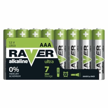 8x Bateria alkaliczna RAVER EMOS AAA R3 paluszek