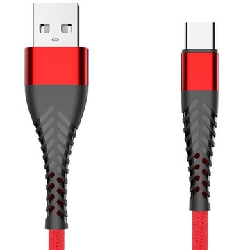 Kabel 1m USB-C TYPC oplot SZYBKIE ŁADOWANIE 3A QC