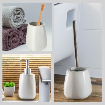 BATHROOM SET Набор для ванной комнаты дозатор для мыла щетка кружка белый 3 в 1