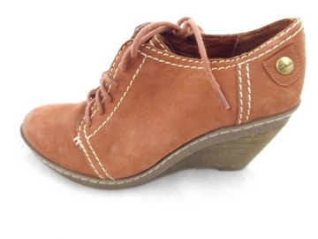 CLARKS skóra botki na koturnie 24,5 cm