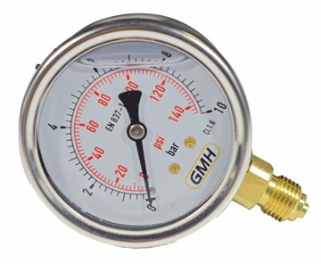 MANOMETR GLICERYNOWY PRZYŁĄCZE DOLNE 0-10 bar