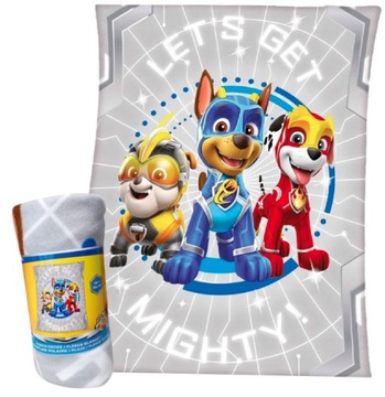 Koc kocyk polarowy Psi Patrol Paw Pieski dziecięcy szary ciepły lekki
