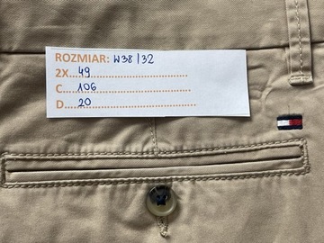 TOMMY HILFIGER BEŻOWY CHINO SPODNIE CASUAL W38 L32