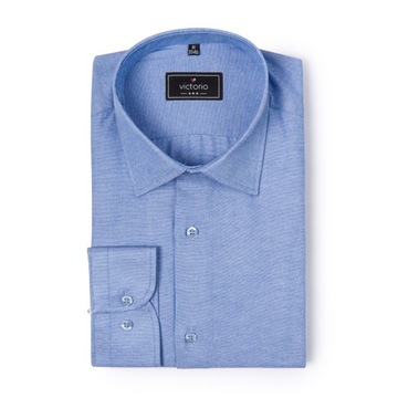 Koszula męska niebieska z tkaniny strukturalnej OXFORD slim L
