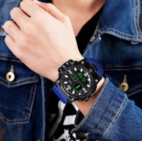 Męski zegarek LED wodoodporny, odporny na wstrząsy - blue
