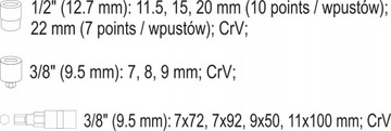 NARZĘDZIA DO ZACISKÓW HAMULCOWYCH 1/2'' 3/8'' YATO