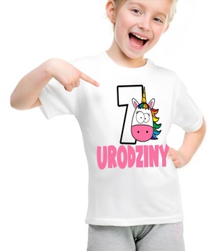 T-shirt Koszulka urodzinowa 7 Urodziny Jednorożec