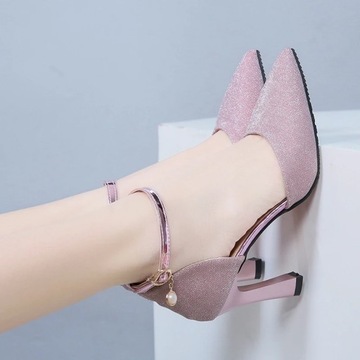 2022 Thick-heeled High-heeled Shoes Female Fairy W