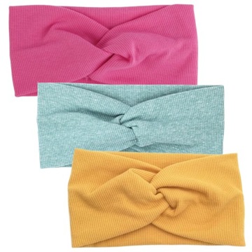 ZESTAW 3 SZEROKICH OPASEK WIOSENNYCH DLA DZIEWCZYNKI RÓŻ ŻÓŁTY MIĘTA