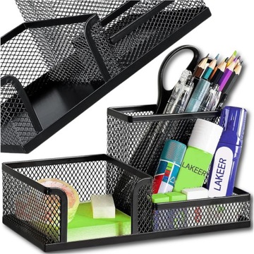 Przybornik na biurko 3 komory organizer siatka