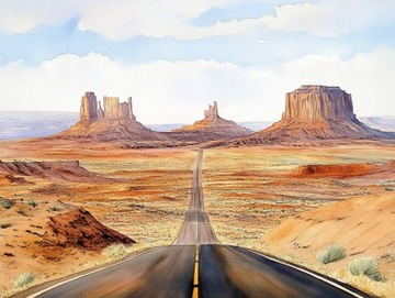 OBRAZ NA PŁÓTNIE CANVAS MONUMENT VALLEY DROGA PUSTYNIA USA UTAH 100x75