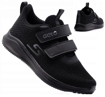 KIDS Buty Dziecięce Trampki Adidasy Sportowe na Rzepy Siatka Czarne r37
