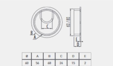 PRZEPUST KABLA PRZELOTKA metal fi 60 inox