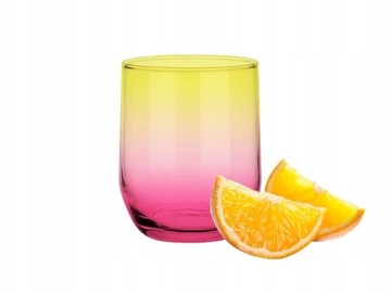Glasmark SZKLANKA 300 ml ŻÓŁTO-RÓŻOWA,DO SOKU, WODY,DRINKÓW