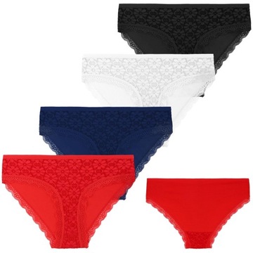 4x Figi Majtki Damskie Bawełniane z Koronką Koronkowe Klasyczne MORAJ XL
