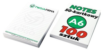 BLOCZKI REKLAMOWE z nadrukiem NOTES A6 100 sztuk