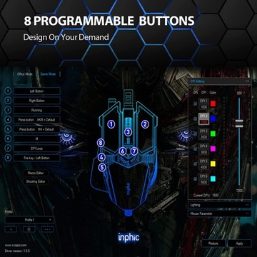 Розетка для проводной игровой мыши Inphic PG6 7200DPI