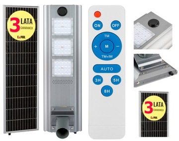 Lampa Solarna Monokrystaliczna Najmocniejsza Hybryda Zasilacz 230V + PILOT