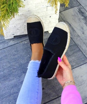 Черные эспадрильи на плетеной подошве 38