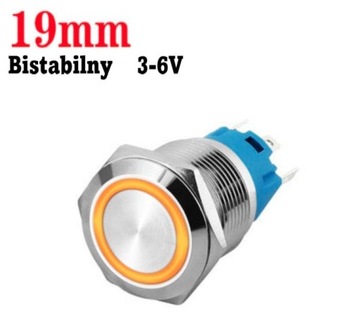 Przycisk przełącznik metalowy 19mm LED 4V 5V bi