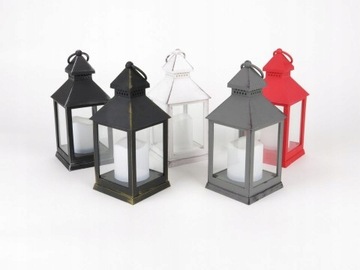 Lampion i świeca dekoracja szara 26 cm B1614