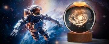 LAMPKA NOCNA 3D Z KRYSZTAŁOWEJ KULI + ŚWIECĄCA PODSTAWA 16 KOLORÓW