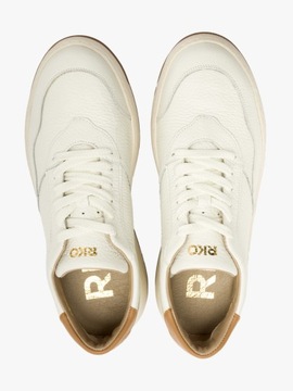 Półbuty sportowe skórzane buty damskie białe musztardowy element RYŁKO 36
