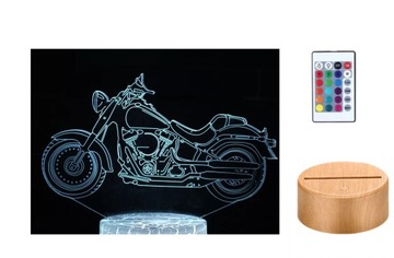 LAMPKA NOCNA 3D LED MOTOR WARLORDS MOTOCYKL 16 KOLORÓW DREWNO