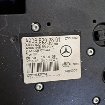MERCEDES SPRINTER 906 VW CRAFTER LAMPA POLSTROVÁNÍ A9068202801