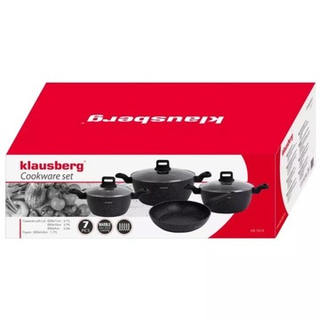 Набор мраморных кастрюль + индукционная сковорода, 7 предметов.