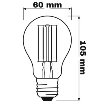 Светодиодная лампа E27 A60 7,5W 75W 4000K FILAMENT OSRAM